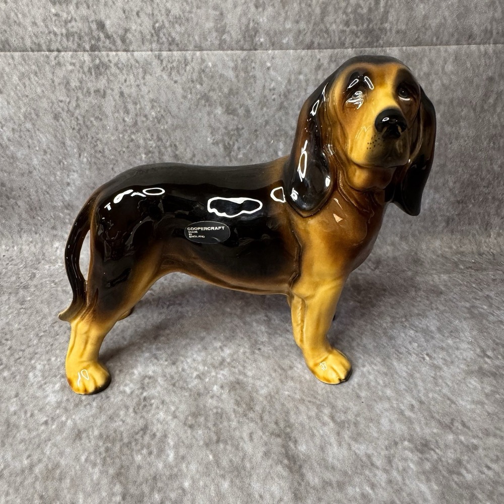 Vintage Coppercraft Made In England Bloodhound Dog Figurine Ceramic